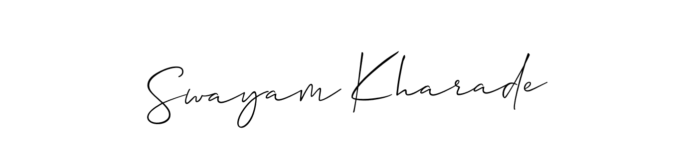 if you are searching for the best signature style for your name Swayam Kharade. so please give up your signature search. here we have designed multiple signature styles  using Allison_Script. Swayam Kharade signature style 2 images and pictures png