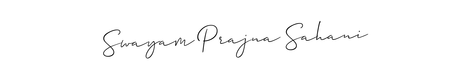 Make a beautiful signature design for name Swayam Prajna Sahani. With this signature (Allison_Script) style, you can create a handwritten signature for free. Swayam Prajna Sahani signature style 2 images and pictures png