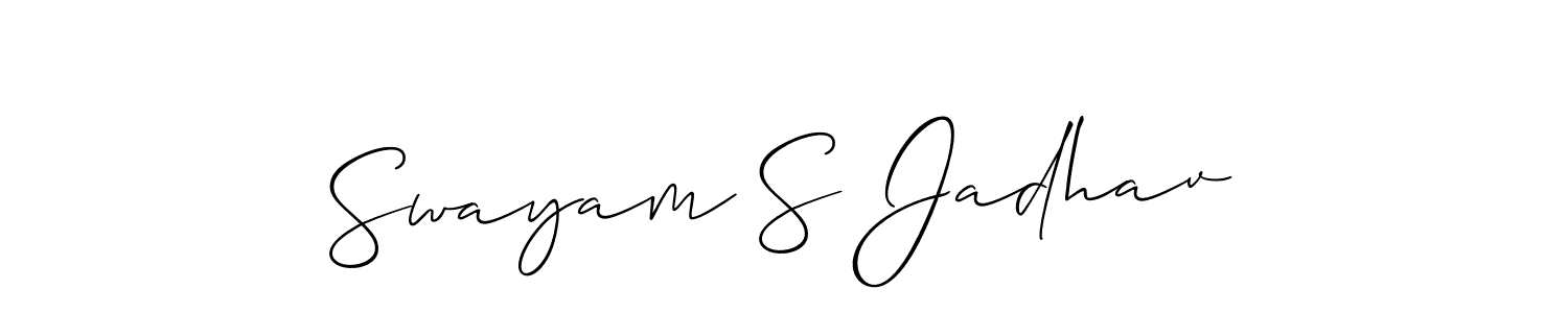 Use a signature maker to create a handwritten signature online. With this signature software, you can design (Allison_Script) your own signature for name Swayam S Jadhav. Swayam S Jadhav signature style 2 images and pictures png