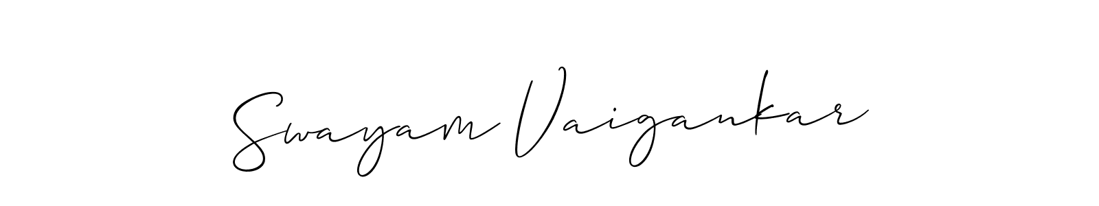 This is the best signature style for the Swayam Vaigankar name. Also you like these signature font (Allison_Script). Mix name signature. Swayam Vaigankar signature style 2 images and pictures png