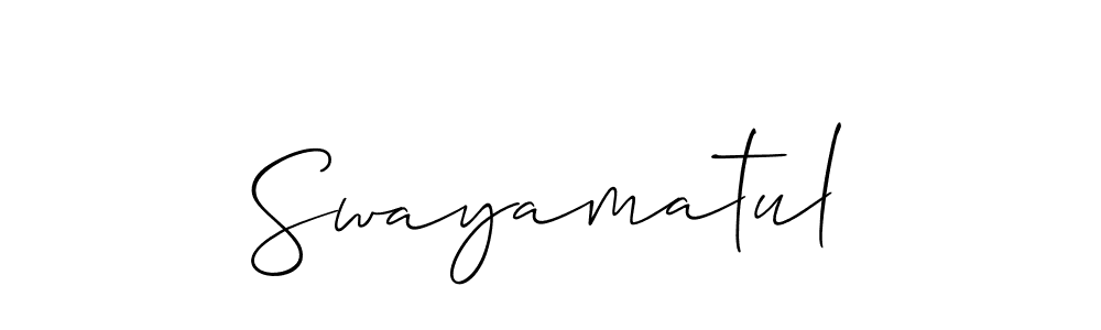 Also You can easily find your signature by using the search form. We will create Swayamatul name handwritten signature images for you free of cost using Allison_Script sign style. Swayamatul signature style 2 images and pictures png