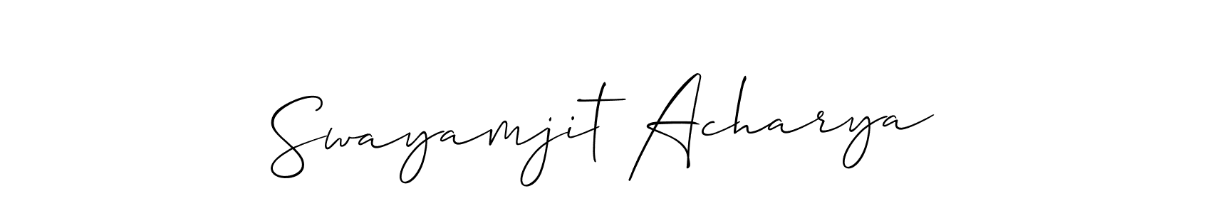 Similarly Allison_Script is the best handwritten signature design. Signature creator online .You can use it as an online autograph creator for name Swayamjit Acharya. Swayamjit Acharya signature style 2 images and pictures png