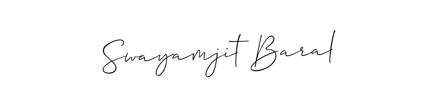 Also You can easily find your signature by using the search form. We will create Swayamjit Baral name handwritten signature images for you free of cost using Allison_Script sign style. Swayamjit Baral signature style 2 images and pictures png