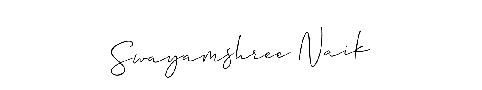 You should practise on your own different ways (Allison_Script) to write your name (Swayamshree Naik) in signature. don't let someone else do it for you. Swayamshree Naik signature style 2 images and pictures png
