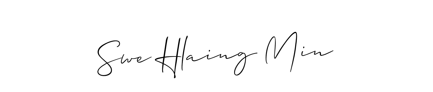 Make a beautiful signature design for name Swe Hlaing Min. With this signature (Allison_Script) style, you can create a handwritten signature for free. Swe Hlaing Min signature style 2 images and pictures png