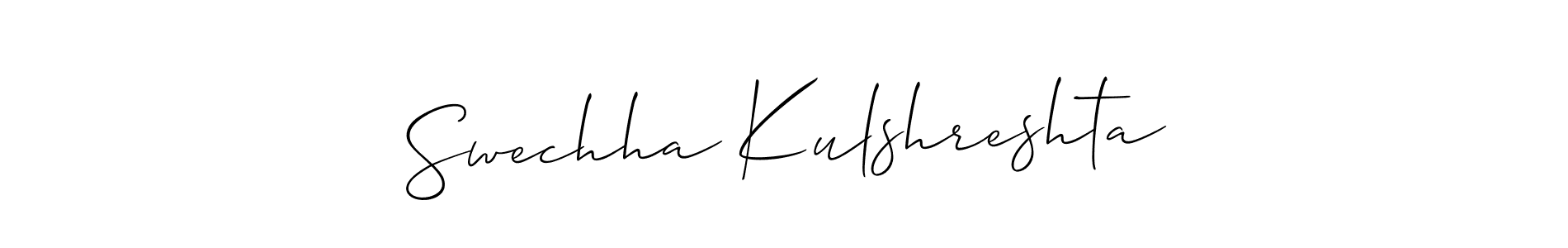 Make a beautiful signature design for name Swechha Kulshreshta. With this signature (Allison_Script) style, you can create a handwritten signature for free. Swechha Kulshreshta signature style 2 images and pictures png