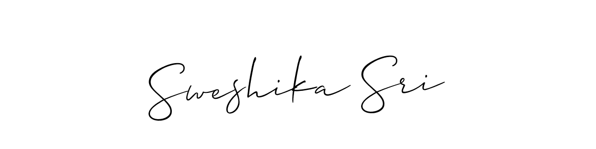 The best way (Allison_Script) to make a short signature is to pick only two or three words in your name. The name Sweshika Sri include a total of six letters. For converting this name. Sweshika Sri signature style 2 images and pictures png