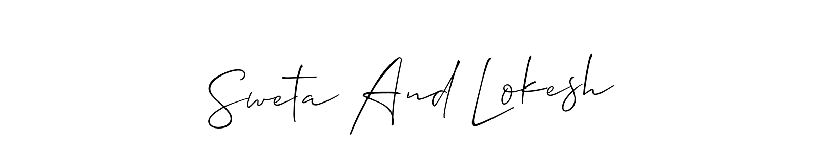 Also You can easily find your signature by using the search form. We will create Sweta And Lokesh name handwritten signature images for you free of cost using Allison_Script sign style. Sweta And Lokesh signature style 2 images and pictures png