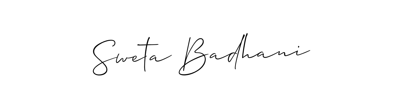 Similarly Allison_Script is the best handwritten signature design. Signature creator online .You can use it as an online autograph creator for name Sweta Badhani. Sweta Badhani signature style 2 images and pictures png