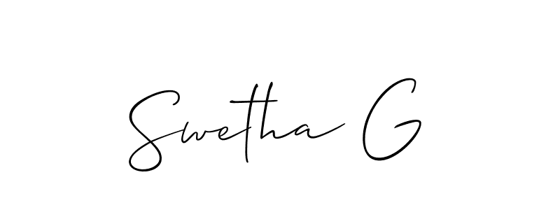 Make a short Swetha G signature style. Manage your documents anywhere anytime using Allison_Script. Create and add eSignatures, submit forms, share and send files easily. Swetha G signature style 2 images and pictures png