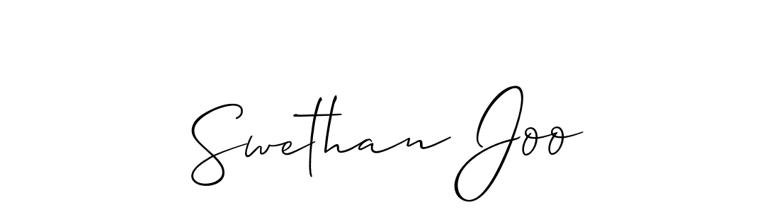 Similarly Allison_Script is the best handwritten signature design. Signature creator online .You can use it as an online autograph creator for name Swethan Joo. Swethan Joo signature style 2 images and pictures png