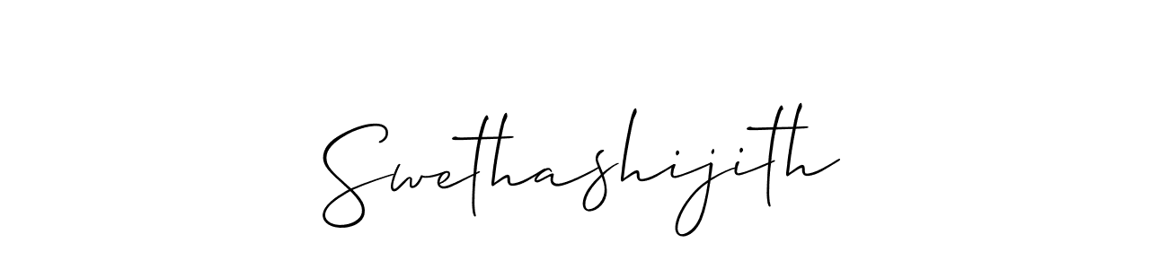 Design your own signature with our free online signature maker. With this signature software, you can create a handwritten (Allison_Script) signature for name Swethashijith. Swethashijith signature style 2 images and pictures png