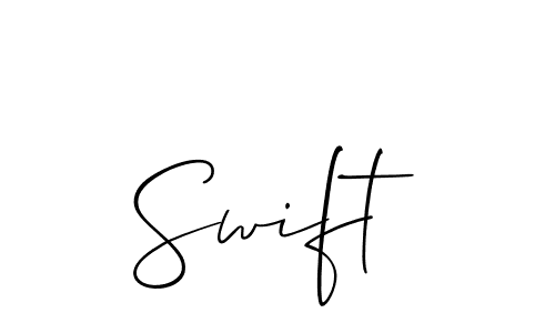 Create a beautiful signature design for name Swift. With this signature (Allison_Script) fonts, you can make a handwritten signature for free. Swift signature style 2 images and pictures png