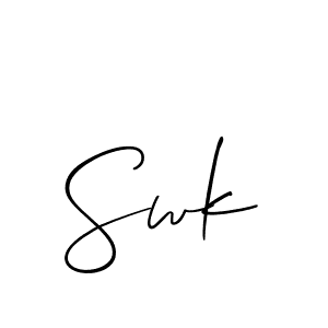 Use a signature maker to create a handwritten signature online. With this signature software, you can design (Allison_Script) your own signature for name Swk. Swk signature style 2 images and pictures png