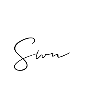 Make a beautiful signature design for name Swn. With this signature (Allison_Script) style, you can create a handwritten signature for free. Swn signature style 2 images and pictures png