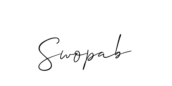The best way (Allison_Script) to make a short signature is to pick only two or three words in your name. The name Swopab include a total of six letters. For converting this name. Swopab signature style 2 images and pictures png