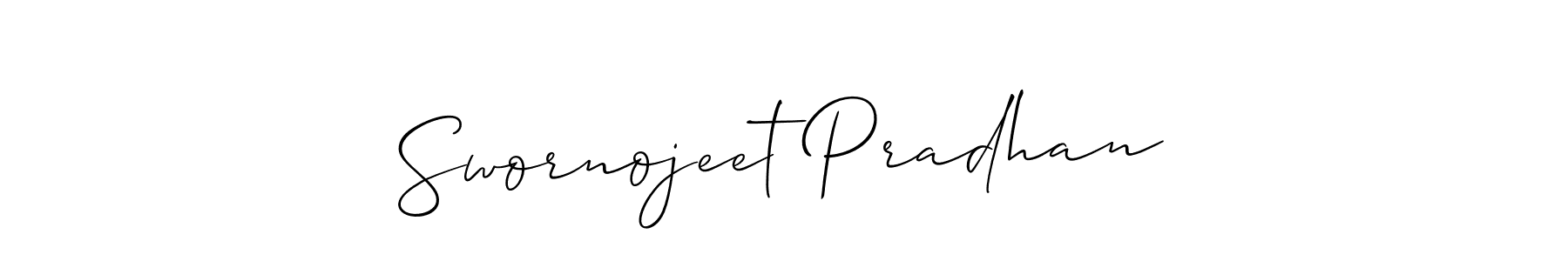 Make a beautiful signature design for name Swornojeet Pradhan. With this signature (Allison_Script) style, you can create a handwritten signature for free. Swornojeet Pradhan signature style 2 images and pictures png