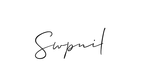 The best way (Allison_Script) to make a short signature is to pick only two or three words in your name. The name Swpnil include a total of six letters. For converting this name. Swpnil signature style 2 images and pictures png