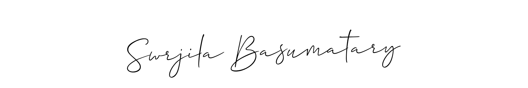Use a signature maker to create a handwritten signature online. With this signature software, you can design (Allison_Script) your own signature for name Swrjila Basumatary. Swrjila Basumatary signature style 2 images and pictures png