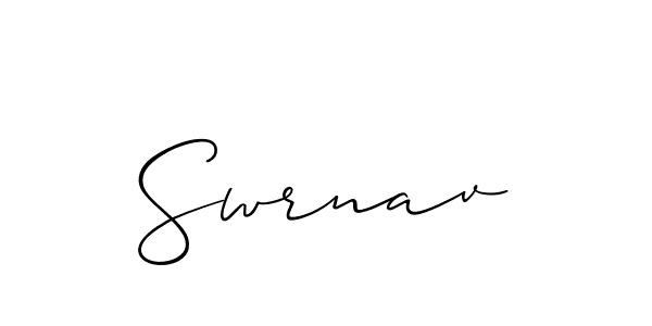 Use a signature maker to create a handwritten signature online. With this signature software, you can design (Allison_Script) your own signature for name Swrnav. Swrnav signature style 2 images and pictures png