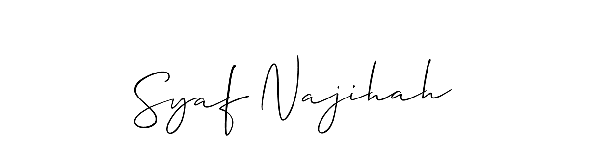 How to make Syaf Najihah signature? Allison_Script is a professional autograph style. Create handwritten signature for Syaf Najihah name. Syaf Najihah signature style 2 images and pictures png
