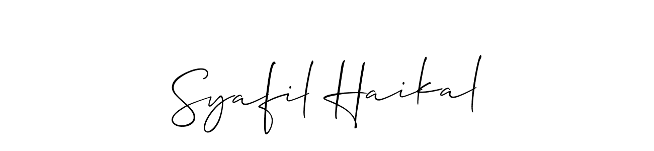 Make a beautiful signature design for name Syafil Haikal. With this signature (Allison_Script) style, you can create a handwritten signature for free. Syafil Haikal signature style 2 images and pictures png