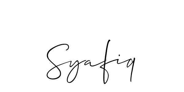 The best way (Allison_Script) to make a short signature is to pick only two or three words in your name. The name Syafiq include a total of six letters. For converting this name. Syafiq signature style 2 images and pictures png