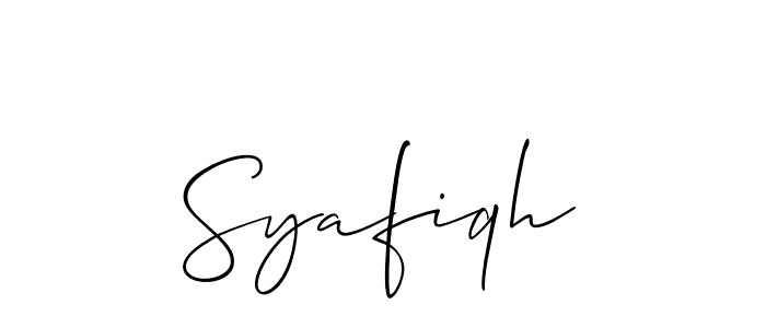 Design your own signature with our free online signature maker. With this signature software, you can create a handwritten (Allison_Script) signature for name Syafiqh. Syafiqh signature style 2 images and pictures png