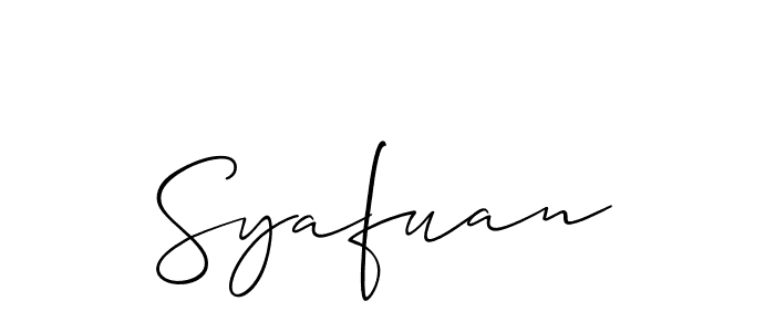 Use a signature maker to create a handwritten signature online. With this signature software, you can design (Allison_Script) your own signature for name Syafuan. Syafuan signature style 2 images and pictures png