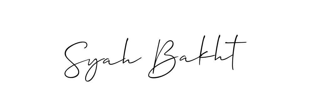Also You can easily find your signature by using the search form. We will create Syah Bakht name handwritten signature images for you free of cost using Allison_Script sign style. Syah Bakht signature style 2 images and pictures png