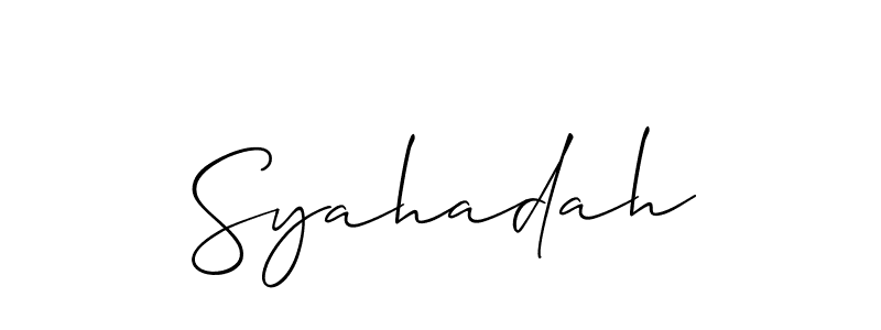 Use a signature maker to create a handwritten signature online. With this signature software, you can design (Allison_Script) your own signature for name Syahadah. Syahadah signature style 2 images and pictures png