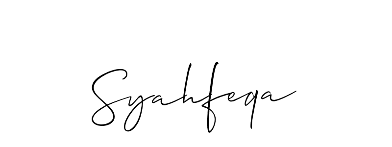 It looks lik you need a new signature style for name Syahfeqa. Design unique handwritten (Allison_Script) signature with our free signature maker in just a few clicks. Syahfeqa signature style 2 images and pictures png