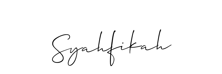How to make Syahfikah name signature. Use Allison_Script style for creating short signs online. This is the latest handwritten sign. Syahfikah signature style 2 images and pictures png