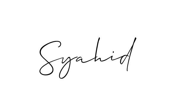 Use a signature maker to create a handwritten signature online. With this signature software, you can design (Allison_Script) your own signature for name Syahid. Syahid signature style 2 images and pictures png