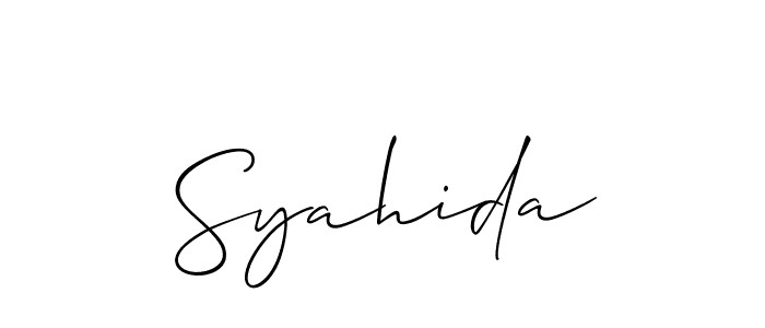 Also we have Syahida name is the best signature style. Create professional handwritten signature collection using Allison_Script autograph style. Syahida signature style 2 images and pictures png