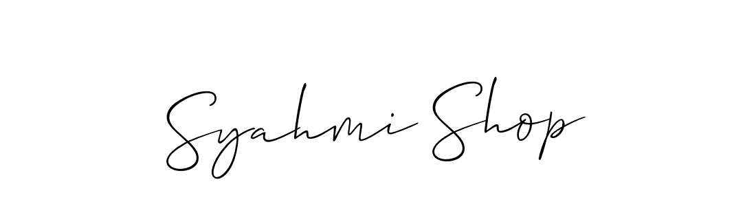 Also You can easily find your signature by using the search form. We will create Syahmi Shop name handwritten signature images for you free of cost using Allison_Script sign style. Syahmi Shop signature style 2 images and pictures png