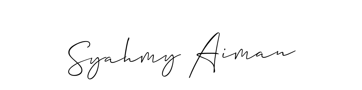 Also You can easily find your signature by using the search form. We will create Syahmy Aiman name handwritten signature images for you free of cost using Allison_Script sign style. Syahmy Aiman signature style 2 images and pictures png