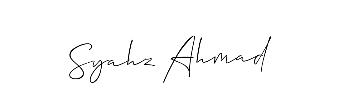 How to Draw Syahz Ahmad signature style? Allison_Script is a latest design signature styles for name Syahz Ahmad. Syahz Ahmad signature style 2 images and pictures png