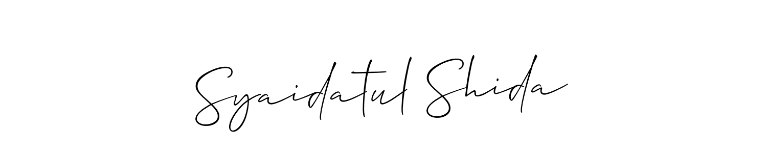 Make a short Syaidatul Shida signature style. Manage your documents anywhere anytime using Allison_Script. Create and add eSignatures, submit forms, share and send files easily. Syaidatul Shida signature style 2 images and pictures png