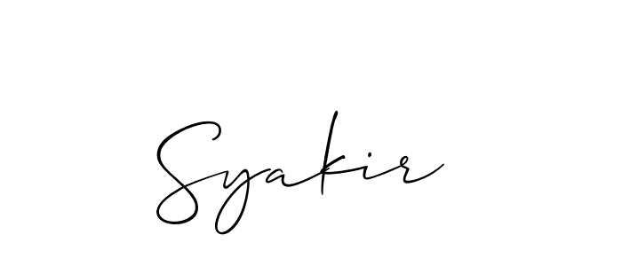if you are searching for the best signature style for your name Syakir . so please give up your signature search. here we have designed multiple signature styles  using Allison_Script. Syakir  signature style 2 images and pictures png