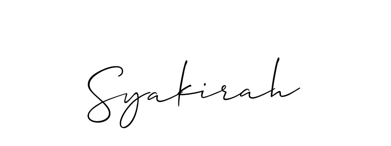 The best way (Allison_Script) to make a short signature is to pick only two or three words in your name. The name Syakirah include a total of six letters. For converting this name. Syakirah signature style 2 images and pictures png