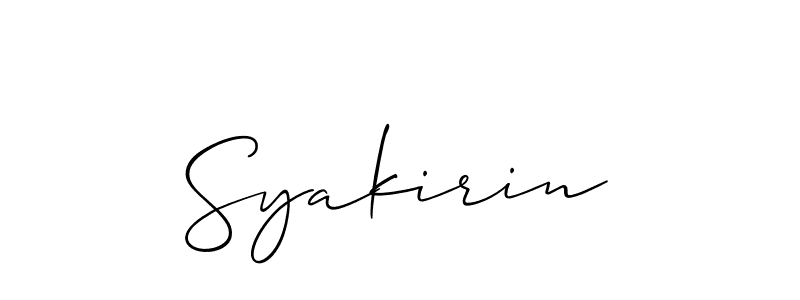 Create a beautiful signature design for name Syakirin. With this signature (Allison_Script) fonts, you can make a handwritten signature for free. Syakirin signature style 2 images and pictures png