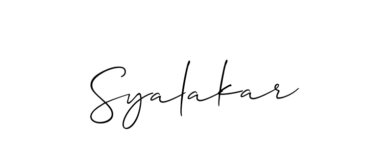 The best way (Allison_Script) to make a short signature is to pick only two or three words in your name. The name Syalakar include a total of six letters. For converting this name. Syalakar signature style 2 images and pictures png