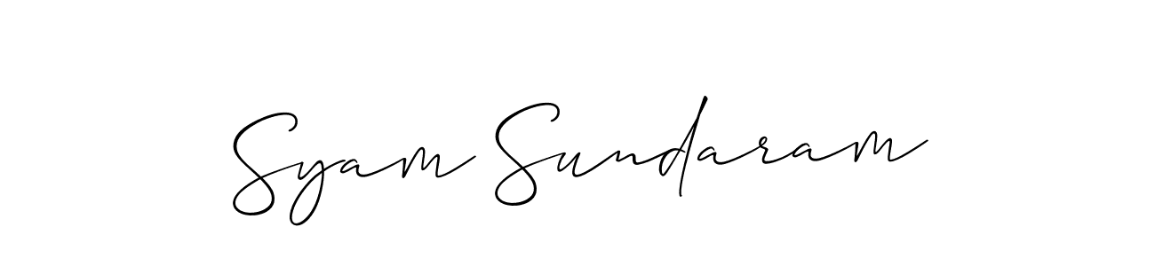 Make a short Syam Sundaram signature style. Manage your documents anywhere anytime using Allison_Script. Create and add eSignatures, submit forms, share and send files easily. Syam Sundaram signature style 2 images and pictures png