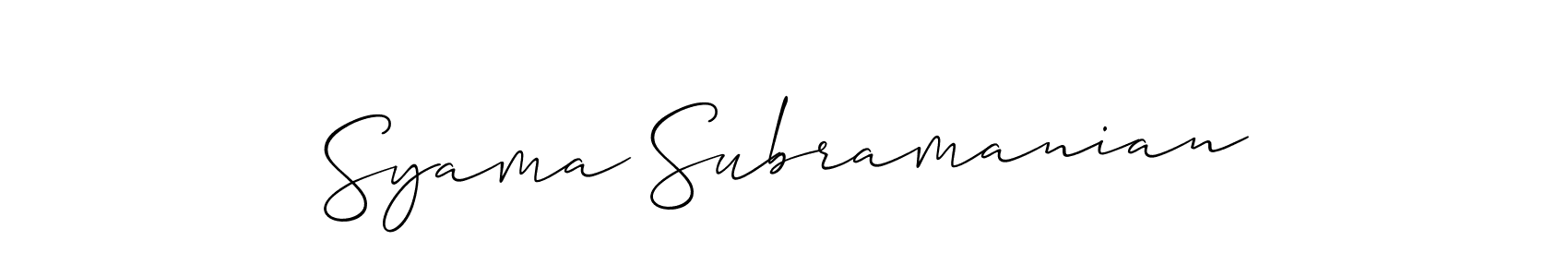 How to Draw Syama Subramanian signature style? Allison_Script is a latest design signature styles for name Syama Subramanian. Syama Subramanian signature style 2 images and pictures png
