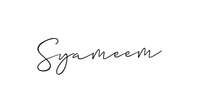 Also we have Syameem name is the best signature style. Create professional handwritten signature collection using Allison_Script autograph style. Syameem signature style 2 images and pictures png