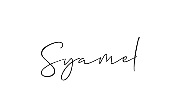 Make a beautiful signature design for name Syamel. With this signature (Allison_Script) style, you can create a handwritten signature for free. Syamel signature style 2 images and pictures png