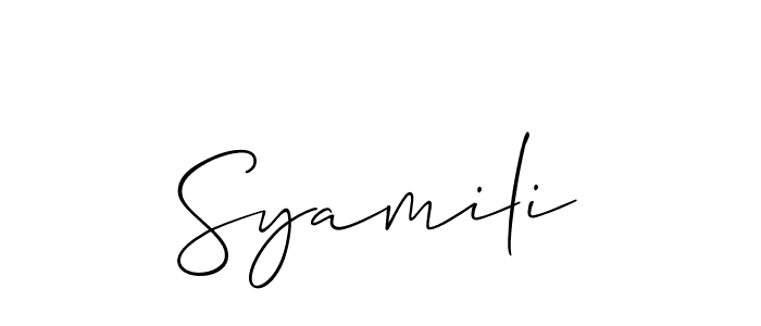 Also You can easily find your signature by using the search form. We will create Syamili name handwritten signature images for you free of cost using Allison_Script sign style. Syamili signature style 2 images and pictures png