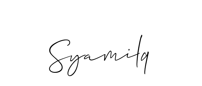 Also we have Syamilq name is the best signature style. Create professional handwritten signature collection using Allison_Script autograph style. Syamilq signature style 2 images and pictures png