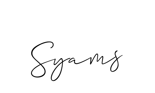 if you are searching for the best signature style for your name Syams. so please give up your signature search. here we have designed multiple signature styles  using Allison_Script. Syams signature style 2 images and pictures png